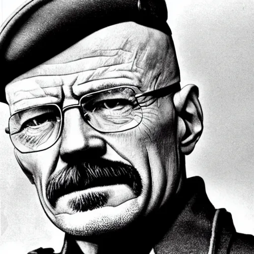 Prompt: walter white as a soldier in ww 2, colored