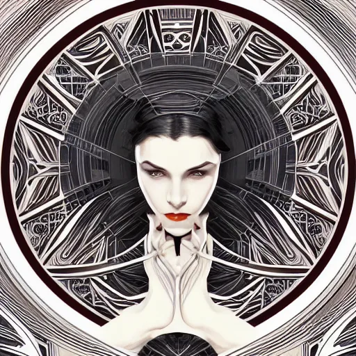 Image similar to Vector art, art deco pattern, repeatable, symmetrical, center punched, Archviz, elegant, intricate, digital painting, artstation, concept art, smooth, sharp focus, illustration, art by artgerm and greg rutkowski and alphonse mucha