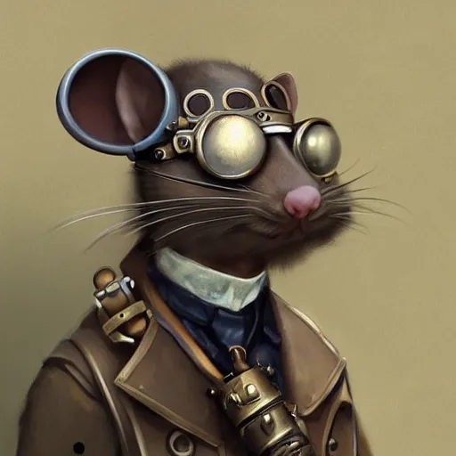 Prompt: a rat with steampunk googles, by WLOP