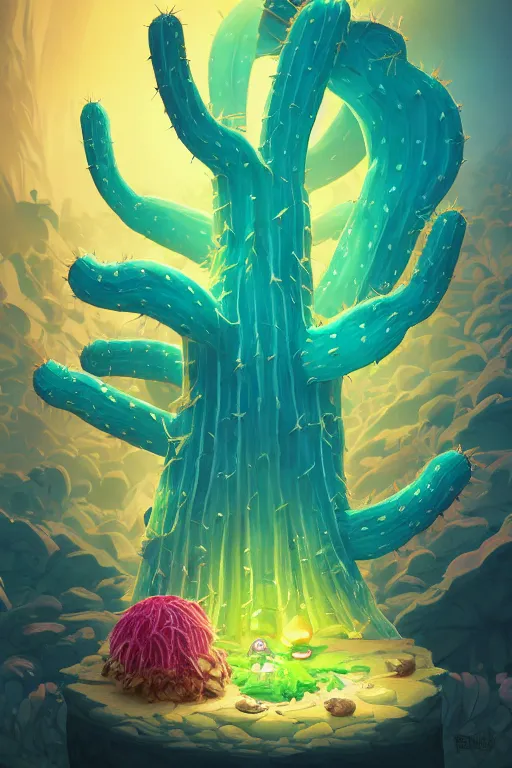 Image similar to roots cactus sushi cristal smurf ghost creature animal sushi cristal very big eye roots cactus elemental flush of force nature micro world fluo fishscale, behance hd by jesper ejsing, by rhads, makoto shinkai and lois van baarle, ilya kuvshinov, rossdraws radiating a glowing aura global illumination ray tracing hdr