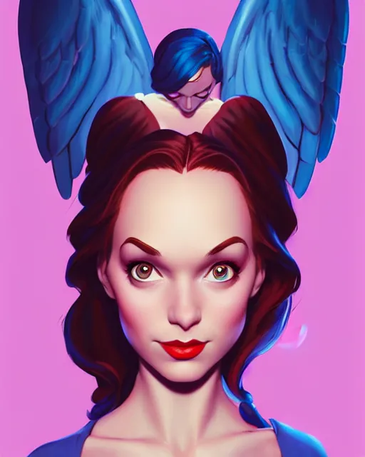 Image similar to 3 / 4 powerful cute disney woman with wings, digital painting, artstation, concept art, smooth, sharp focus, illustration, disney, symmetry face, fine details. art by alex ross, brittney lee