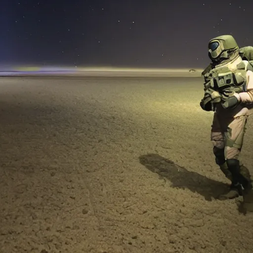 Image similar to extraterrestrial captured at night by russian special forces