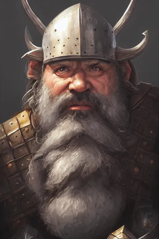 Image similar to dwarf knight portrait, highly detailed, d & d, fantasy, highly detailed, digital painting, trending on artstation, concept art, sharp focus, illustration, global illumination, ray tracing, realistic shaded, art by artgerm and greg rutkowski and fuji choko and viktoria gavrilenko and hoang lap