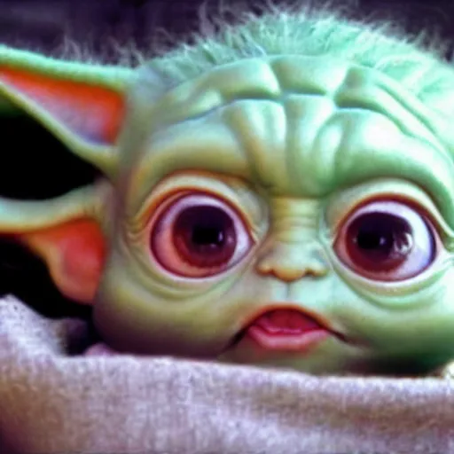 Image similar to a film still of baby yoda's son as a baby in star wars realistic, detailed