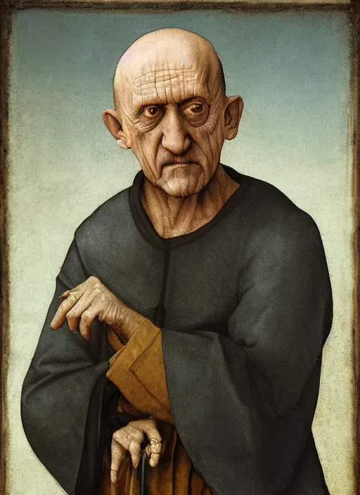 Image similar to mike ehrmantraut by hieronymus bosch, detailed digital art, trending on Artstation