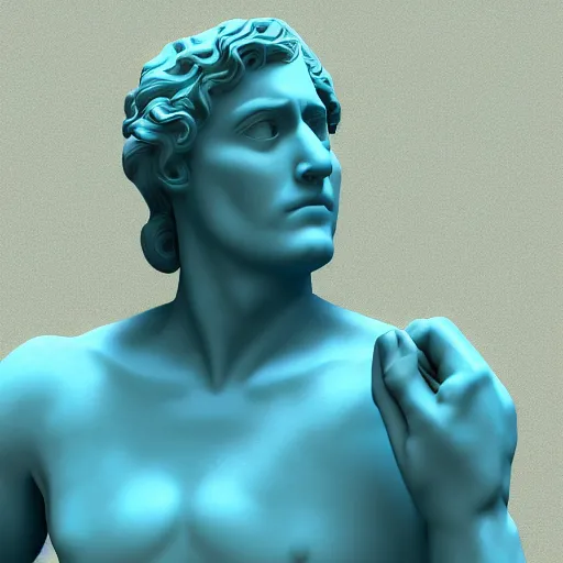 Prompt: big 3 d rendered fancy cyan marble statue