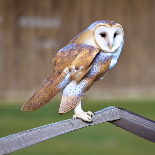 Image similar to barn owl wearing a suit, barn owl in a suit, very detailed, album photo, canon shot