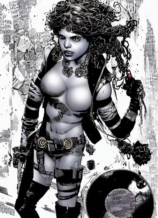 Image similar to a portrait of a pretty sewer punk young lady by david finch