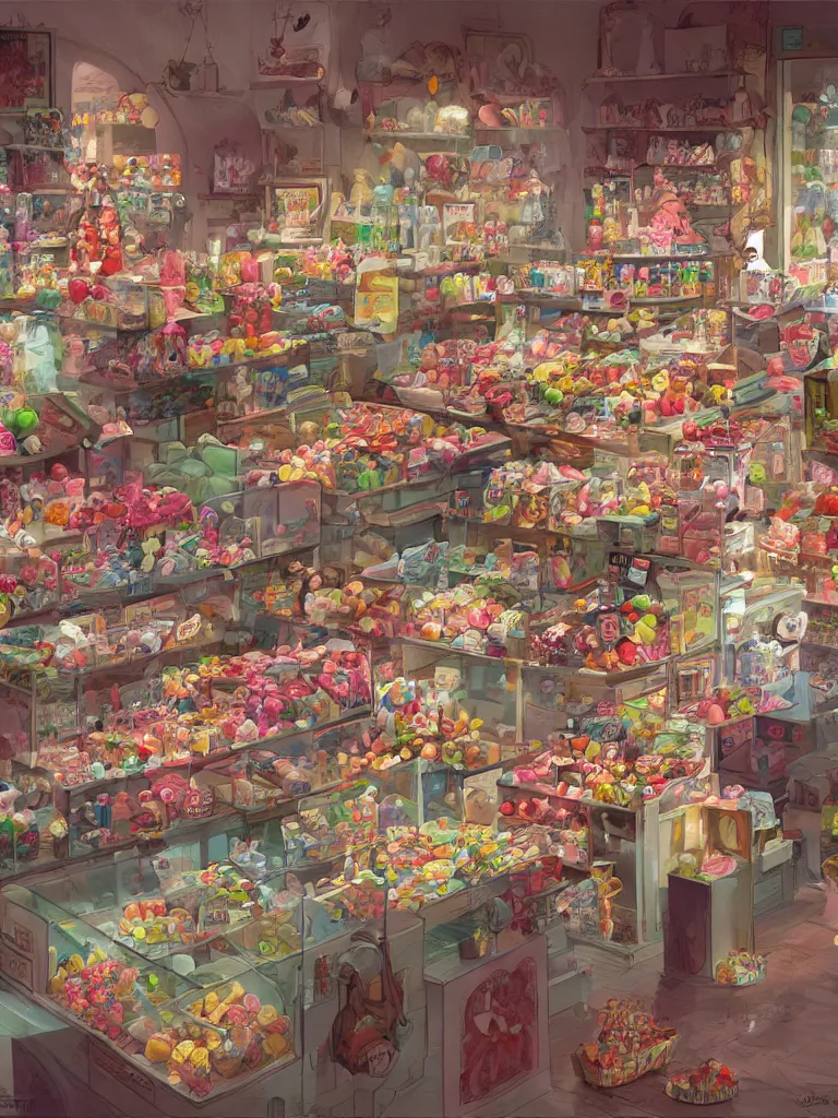 Image similar to candy store by disney concept artists, blunt borders, rule of thirds