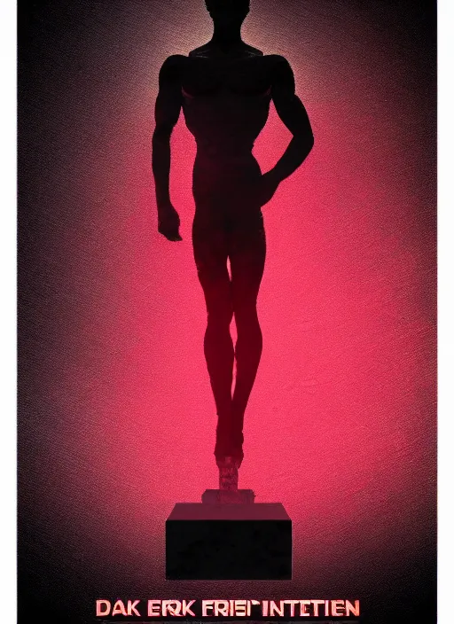 Prompt: dark design poster showing a muscular greco roman statue, black background with very subtle red and purple design elements, powerful, nekro, vito acconci, thin straight lines, dark, glitch art, neo vaporwave, gritty, layout frame, square, trending on artstation