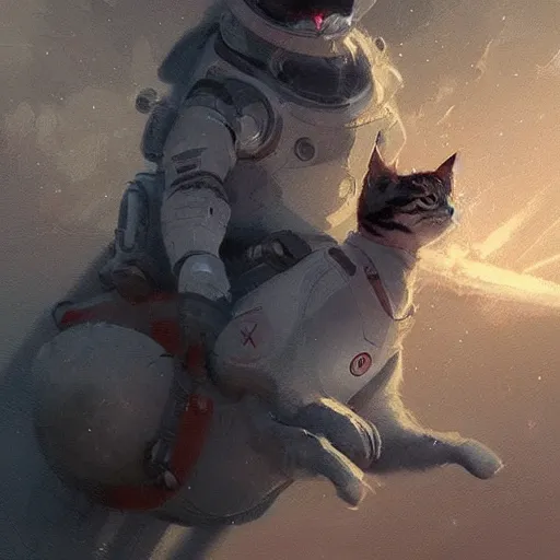 Image similar to 👨‍🚀🐈, digital Art, Greg rutkowski, Trending artstation,cinematographic