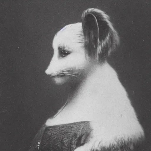 Image similar to a photograph of a furry from the early 1 9 th century