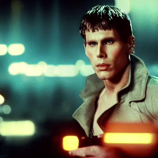 Prompt: Live Action Still of Jerma in Blade Runner (1982), real life, hyperrealistic, ultra realistic, realistic, highly detailed, epic, HD quality, 8k resolution, body and headshot, film still