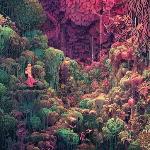 Prompt: the overgrown jungle in a large cave system, surreal photography zzz, dramatic light, by victo ngai by james jean, by rossdraws, frank franzzeta, mcbess