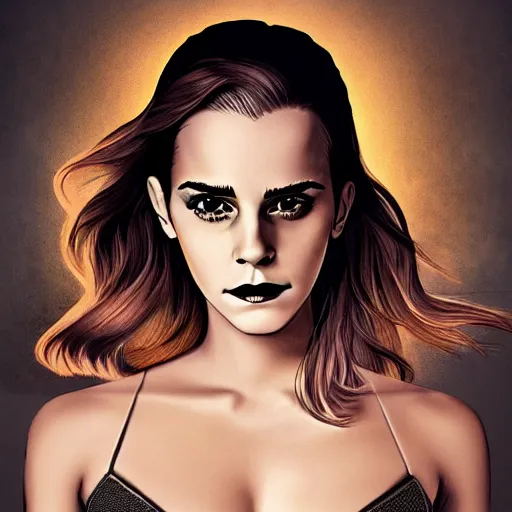 Image similar to emma watson Heavy Contour makeup look eye shadow smokey eyes fashion model face by artgem by brian bolland by alex ross