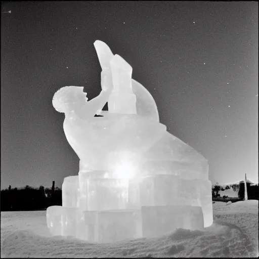 Image similar to B&W 35mm award winning photo - Ice Sculpture of Venus - Light from behind