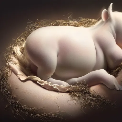 Prompt: a baby unicorn sleeping in an cracked egg, ultrarealistic, dramatic lighting, high details, 4 k, 8 k, best, accurate, trending on artstation, artstation, photorealism, ultrarealistic, digital painting, style of anne geddes