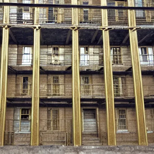 Prompt: A golden penitentiary building