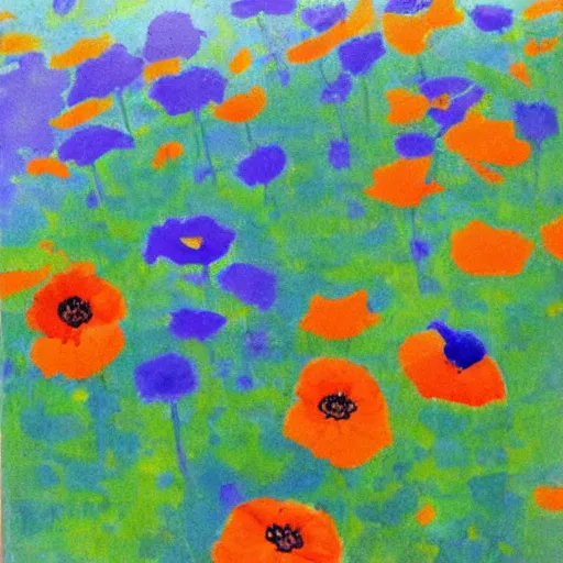 Prompt: emil nolde stype poppy flowers