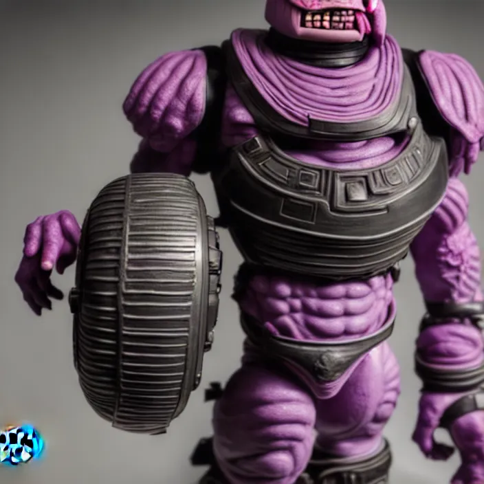 Image similar to photograph of a real-life beautiful Krang standing with black jar Extremely detailed. 8k