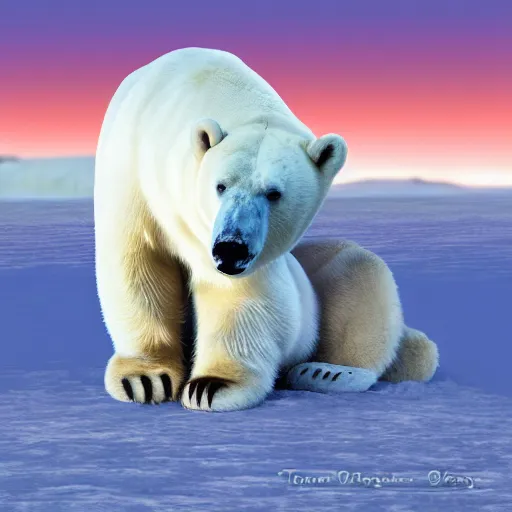 Image similar to Joe Manchin and a polar bear as best friends in the arctic; digital art; 4k,