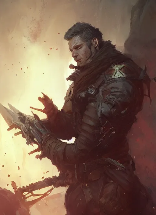 Image similar to fantasy male rogue, dim light, front game card, marvel comics, dark, intricate, highly detailed, smooth, artstation, digital illustration by ruan jia and mandy jurgens and artgerm and wayne barlowe and greg rutkowski and zdislav beksinski