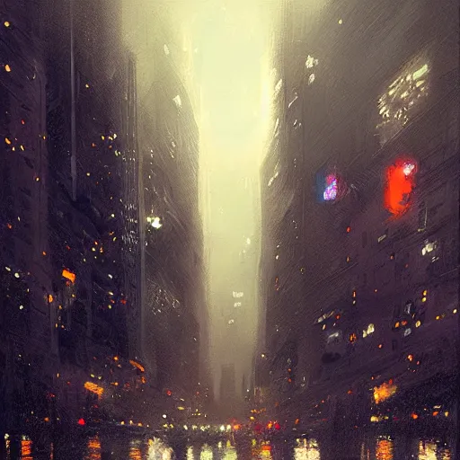 Image similar to make new york in night by greg rutkowski