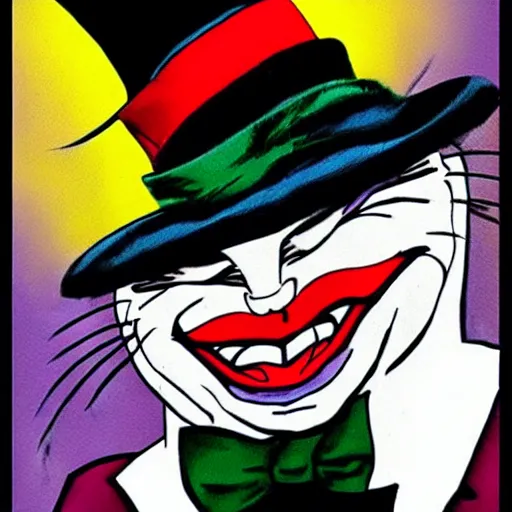 Image similar to cat in the hat as the joker