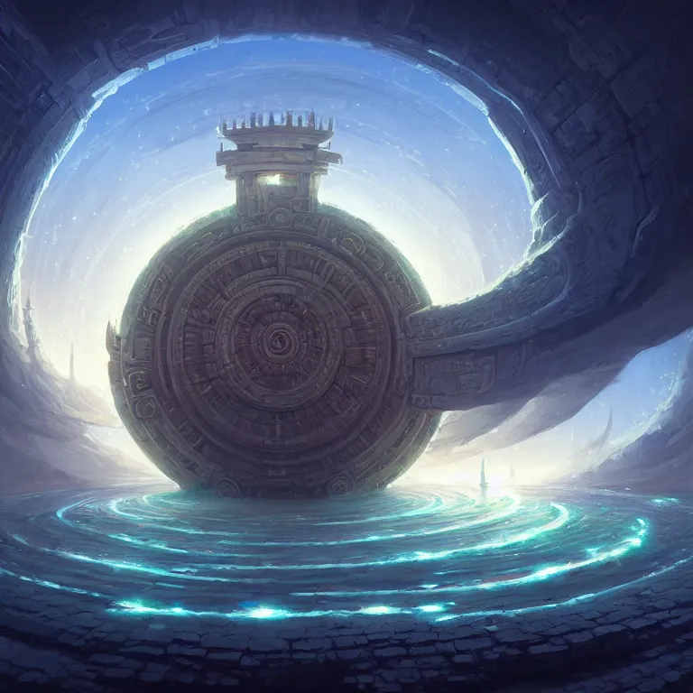 Image similar to Giant Floating Circular Ancient Sacred Sublime Cosmic Structure by Andreas Rocha