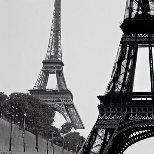 Prompt: a destroyed and deserted eiffel tower