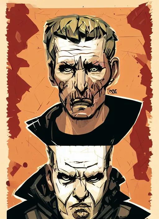 Prompt: highly detailed delirium face portrait of inkor in prison by petros afshar, tom whalen, laurie greasley, war face by greg rutkowski