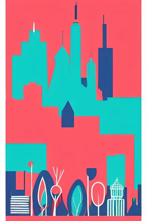 Image similar to minimalist boho style art of colorful melbourne, illustration, vector art