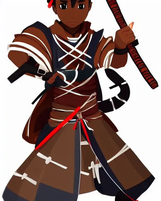 Image similar to a cute african samurai warrior, cute chibi anime style, artstation, deviantart, pinterest, yasuke 5 0 0 px models