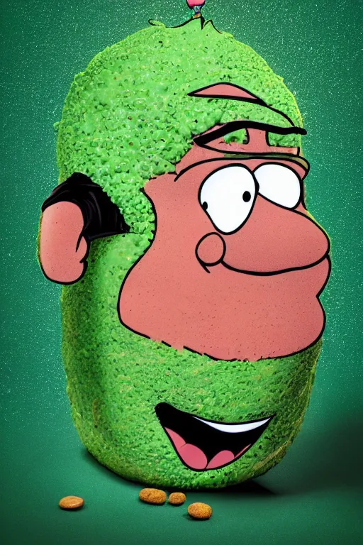 Image similar to 📷 peter griffin is pea, made of food, head portrait, dynamic lighting, 4 k