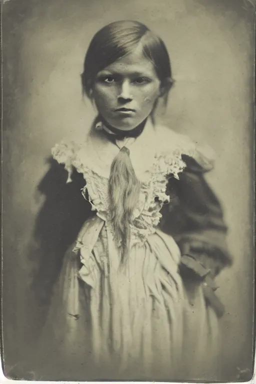 Image similar to wet plate photograph portrait of victorian child with an octopus head, dressed in a victorian - era clothing, dramatic lighting, highly detailed, smooth, sharp focus