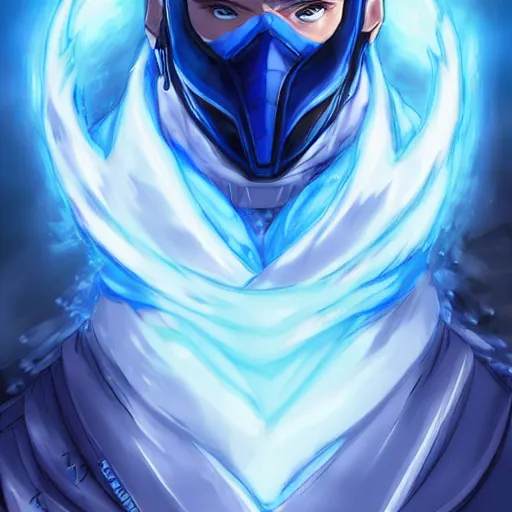 Image similar to portrait of sub - zero biden as the master of the blue ice of the blizzard, anime fantasy illustration by tomoyuki yamasaki, kyoto studio, madhouse, ufotable, trending on artstation