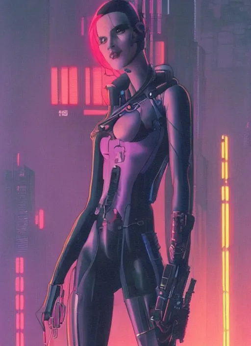 Prompt: cyberpunk assassin. portrait by mœbius and will eisner and gil elvgren and pixar. realistic proportions. cyberpunk 2 0 7 7, apex, blade runner 2 0 4 9 concept art. cel shading. attractive face. thick lines.