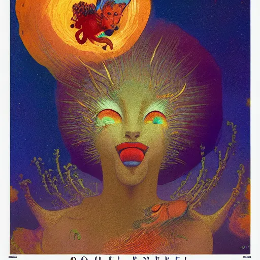 Prompt: unique otherworldly colorful Paris disk ocelot rock album cover angel seed , by Odilon Redon and Katsushika Hokusai and Brian Froud , unreal engine , movie poster , detailed painting