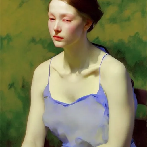 Image similar to yanjun cheng portrait of a beautiful android by norman rockwell, bouguereau