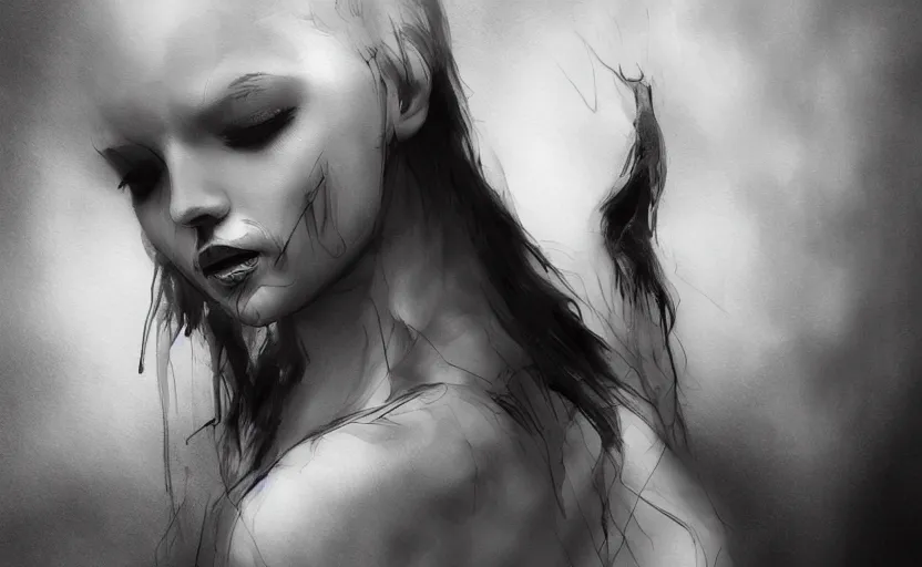 Image similar to depression, trending on cgsociety, modern european ink painting, matte drawing, airbrush art, detailed painting, 8k