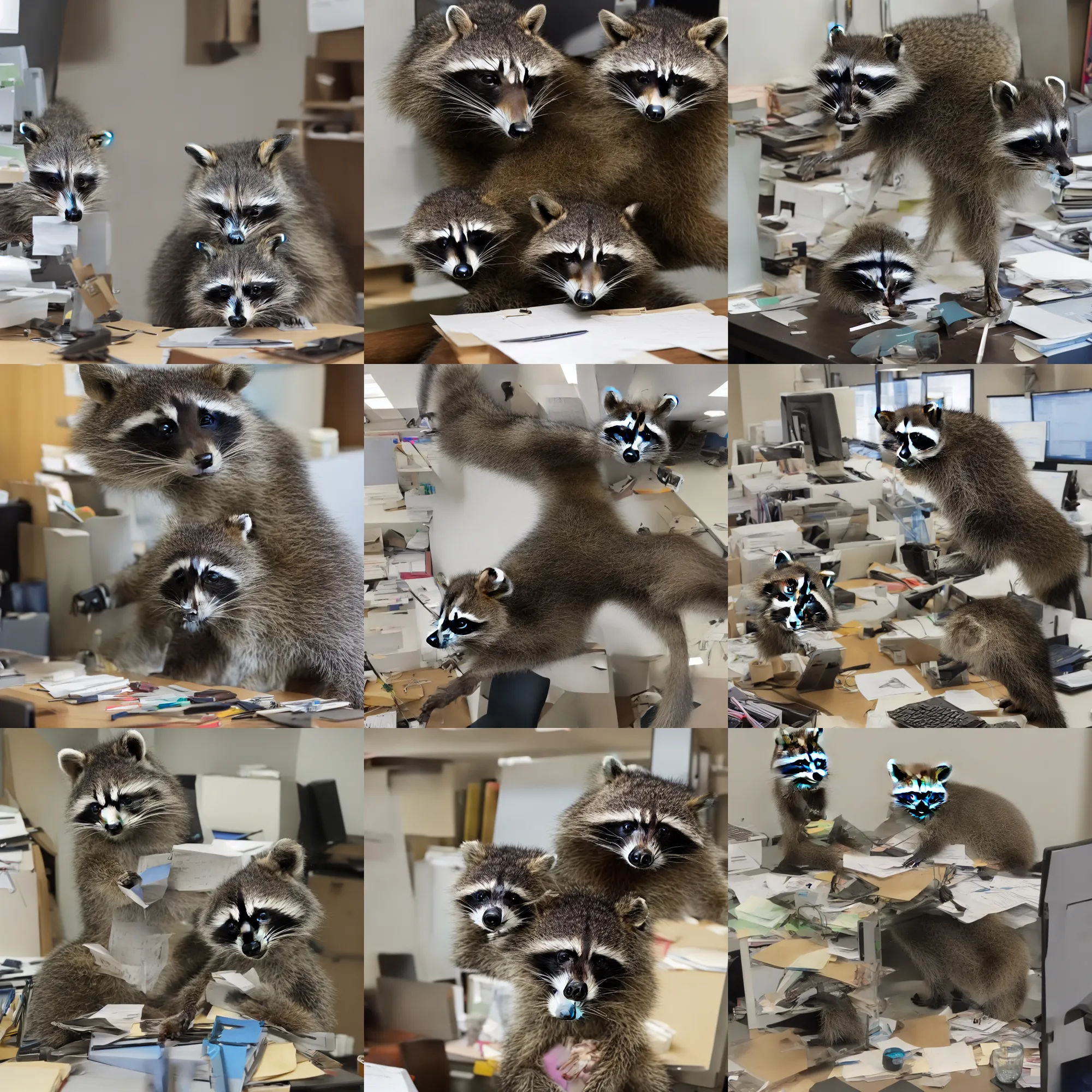 Image similar to photo of a raccoon working in the office