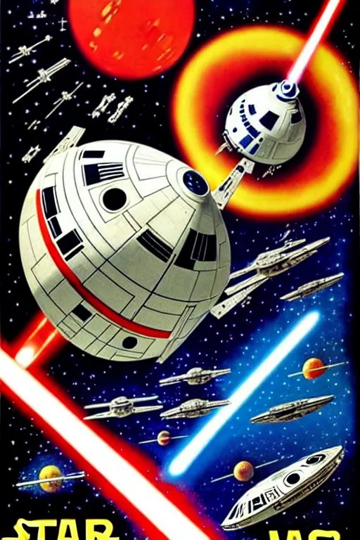 Image similar to star wars, space, spaceship, ussr poster, art by grewski