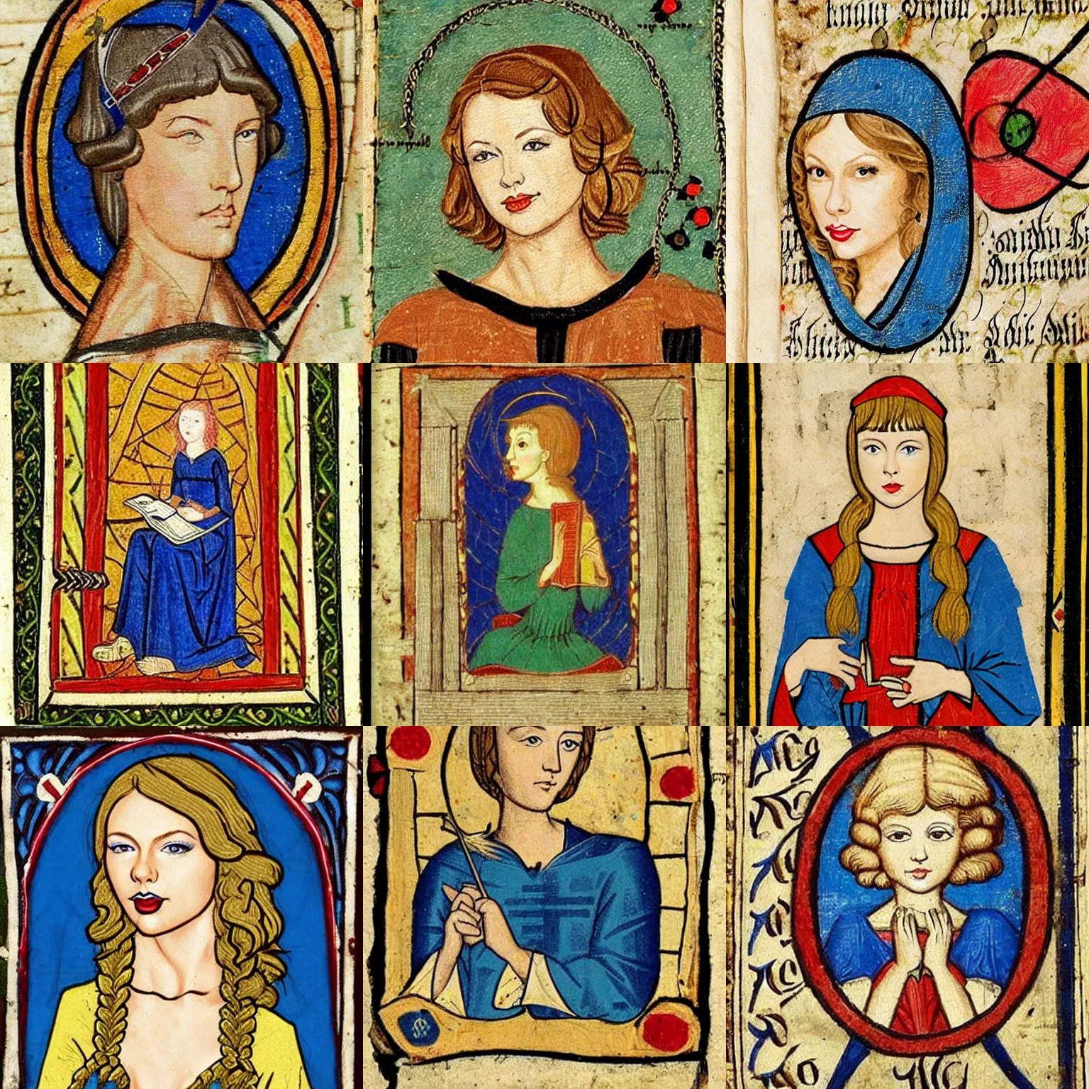 Prompt: taylor swift, medieval manuscript art