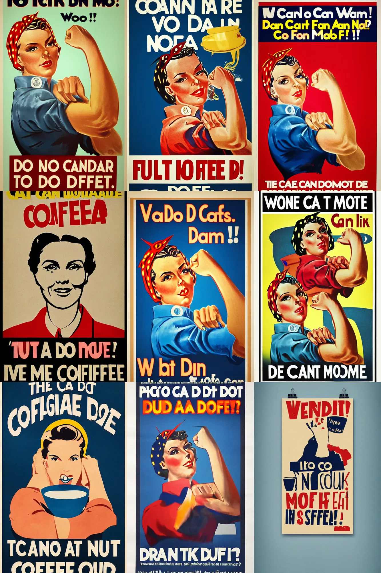 propaganda poster, we can do it, Drink more coffee,, Stable Diffusion