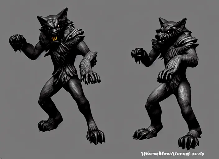 Image similar to werewolf, stylized stl fantasy miniature, 3 d render, activision blizzard style, hearthstone style