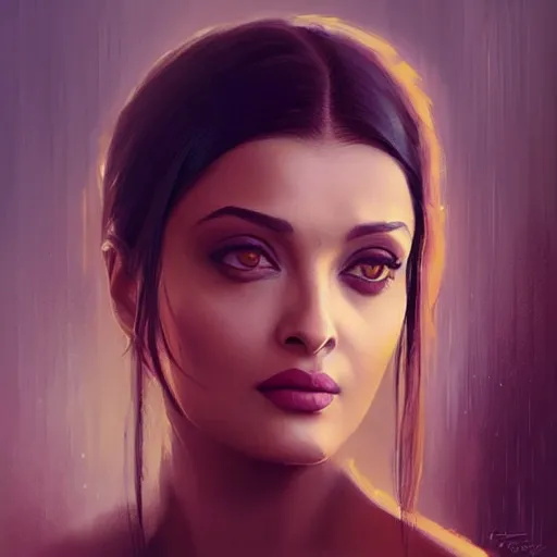 Image similar to “ portrait of aishwarya rai by greg rutkowski, young, attractive, highly detailed portrait, scifi, digital painting, artstation, concept art, smooth, sharp foccus ilustration, artstation hq ”