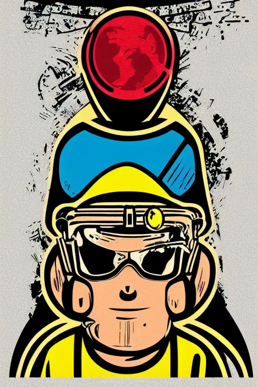 Image similar to fallout 7 6 retro futurist illustration art by butcher billy, sticker, colorful, illustration, highly detailed, simple, smooth and clean vector curves, no jagged lines, vector art, smooth andy warhol style