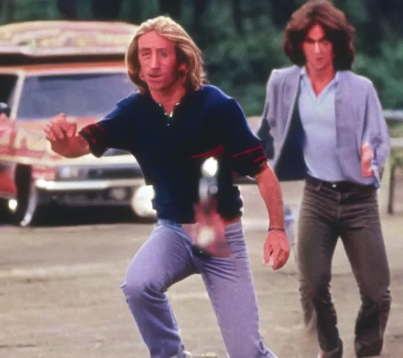 Prompt: Film still of joe biden as jeff spicoli in movie fast times at ridgemont high 1982