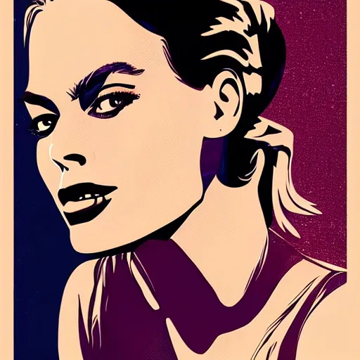 Image similar to margot robbie in a smokie room, digital art, in the style of Butcher Billy, artstation