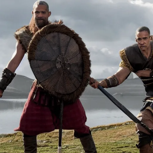Prompt: Obama in Vikings 4K quality super realistic